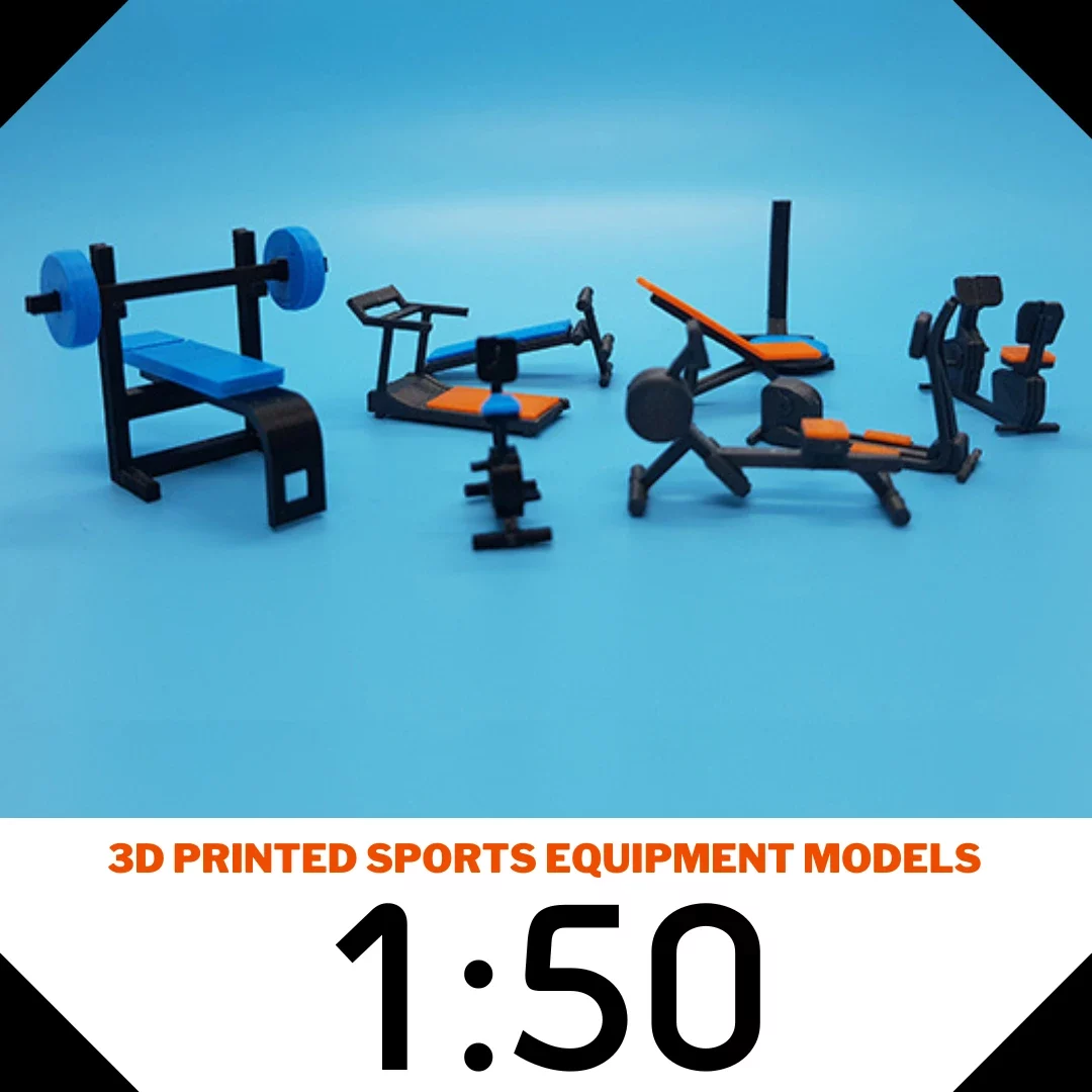 3D Printed sports equipment models scale 1:50