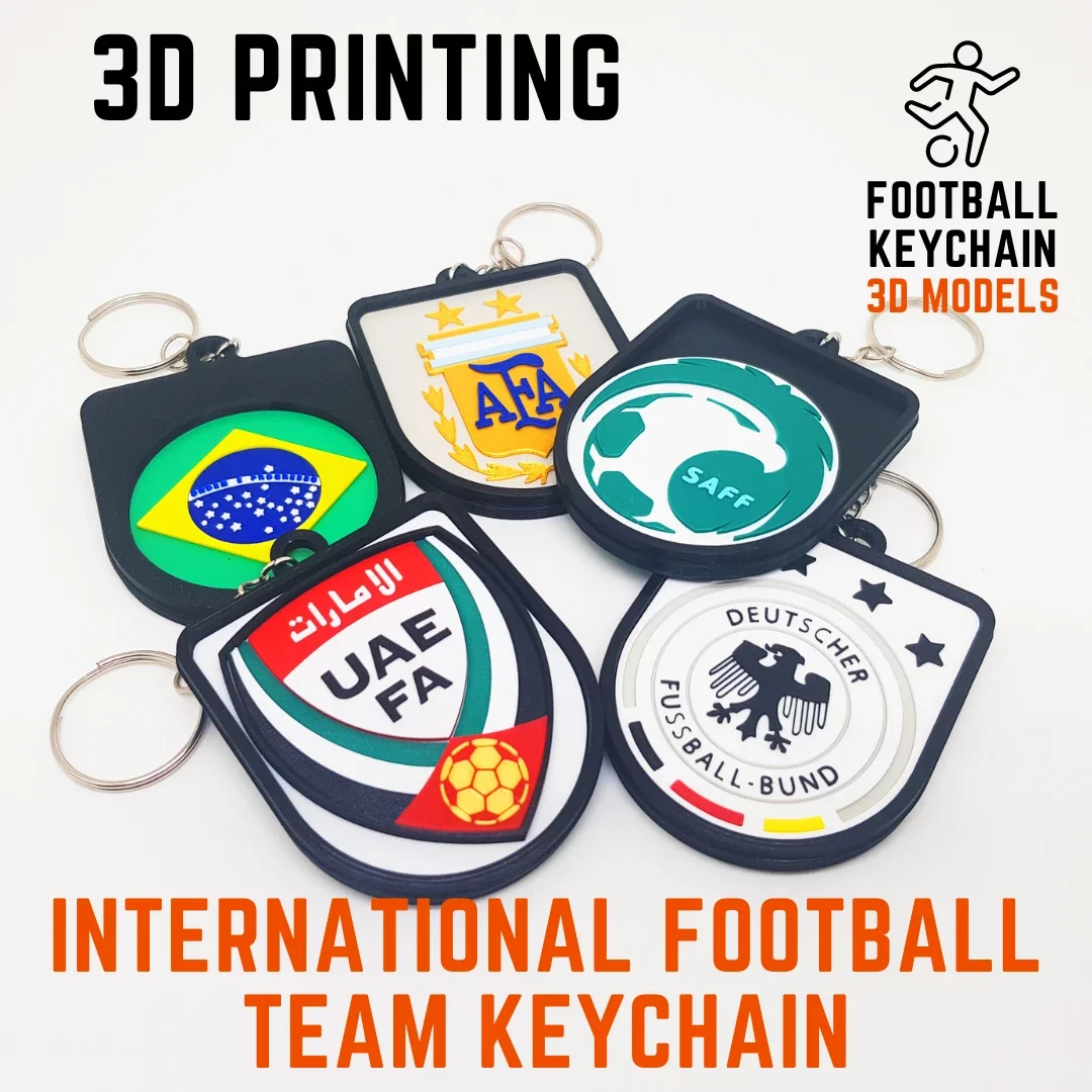 3D Printed football international team keychain