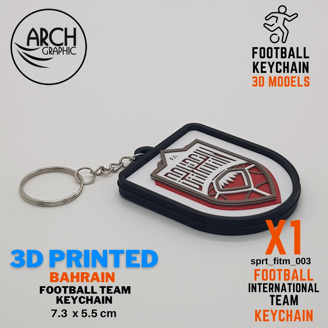 3d printed bahrain football keychain