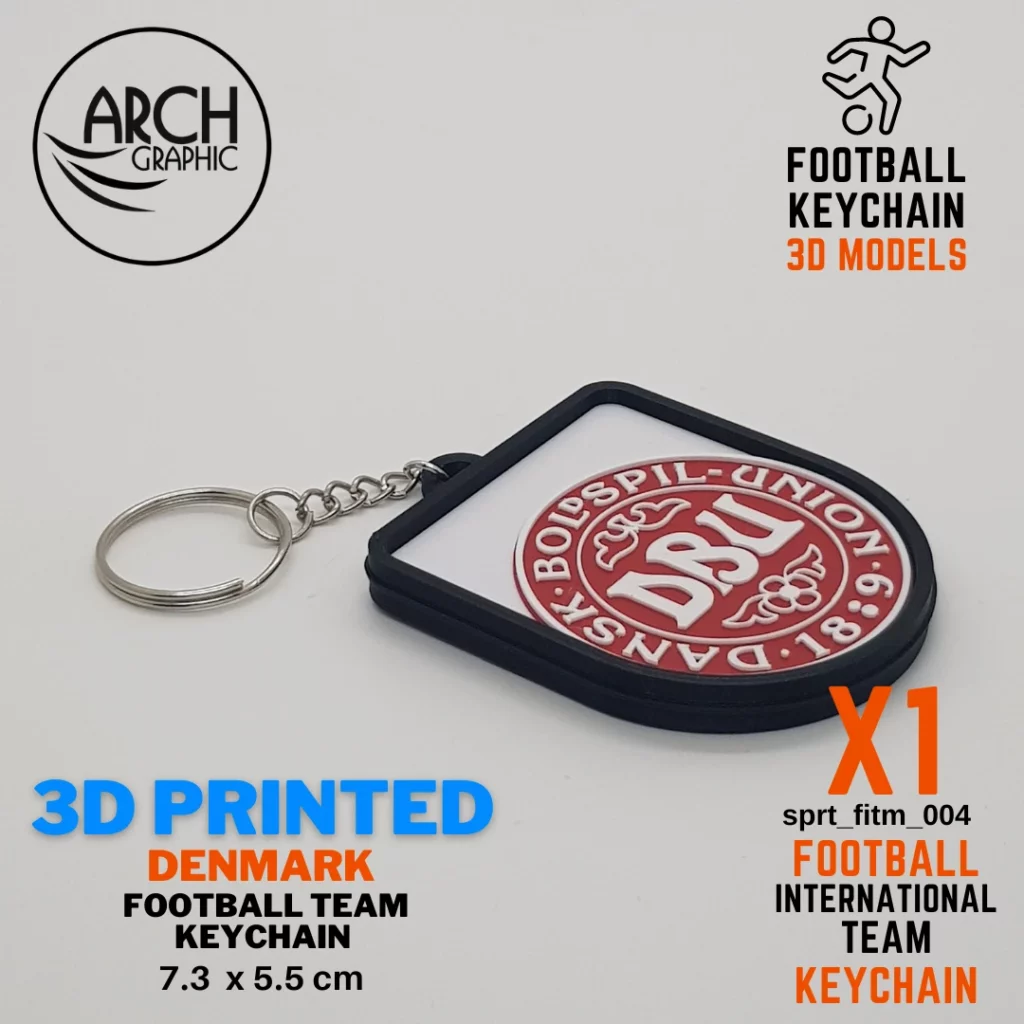 3d printed denmark football keychain