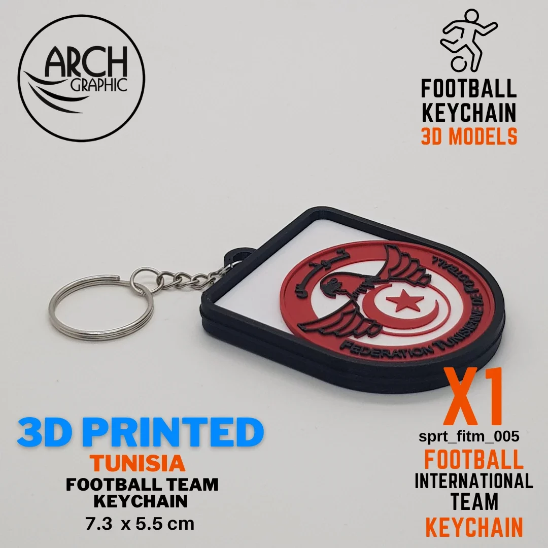 3d printed tunisia football keychain