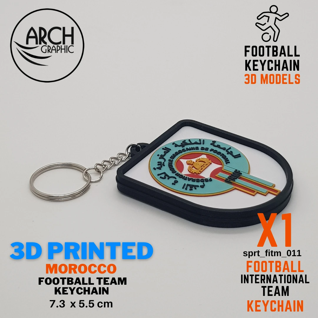 3d printed morocco football keychain