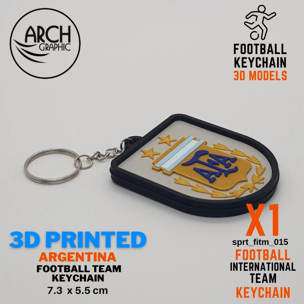 3d printed argentina football keychain