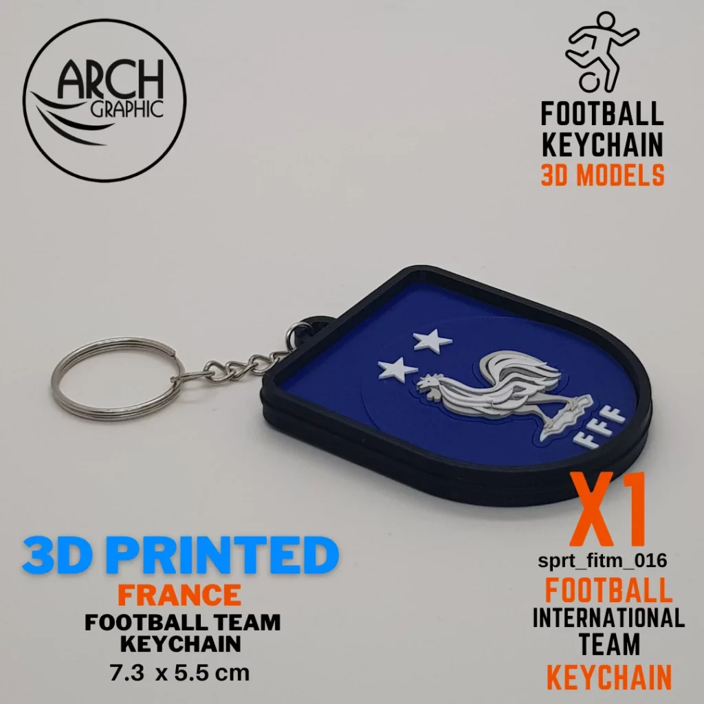 3d printed france football keychain