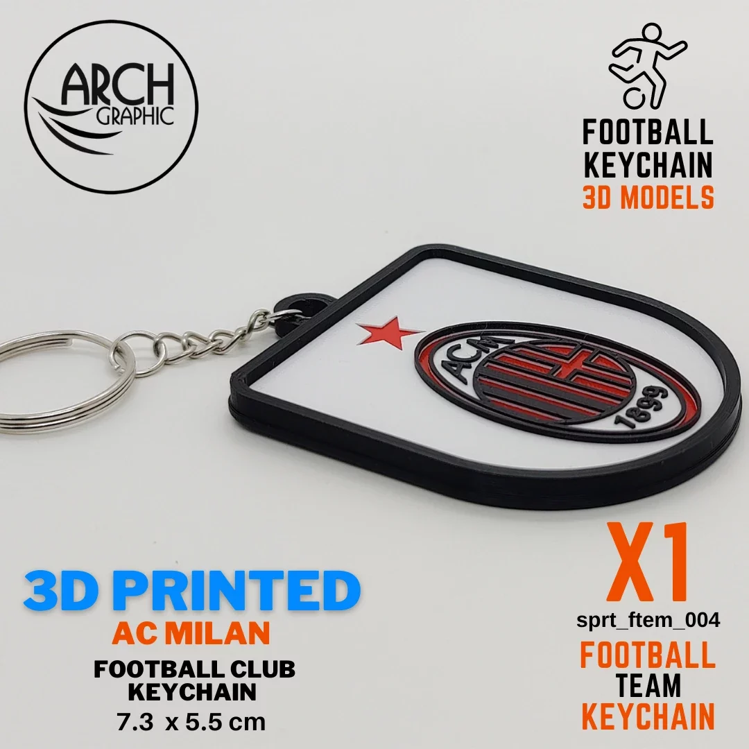 3d printed ac milan football keychain