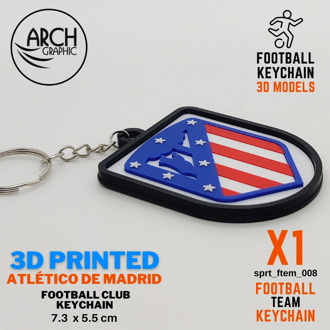 3d printed atlético de madrid keychain