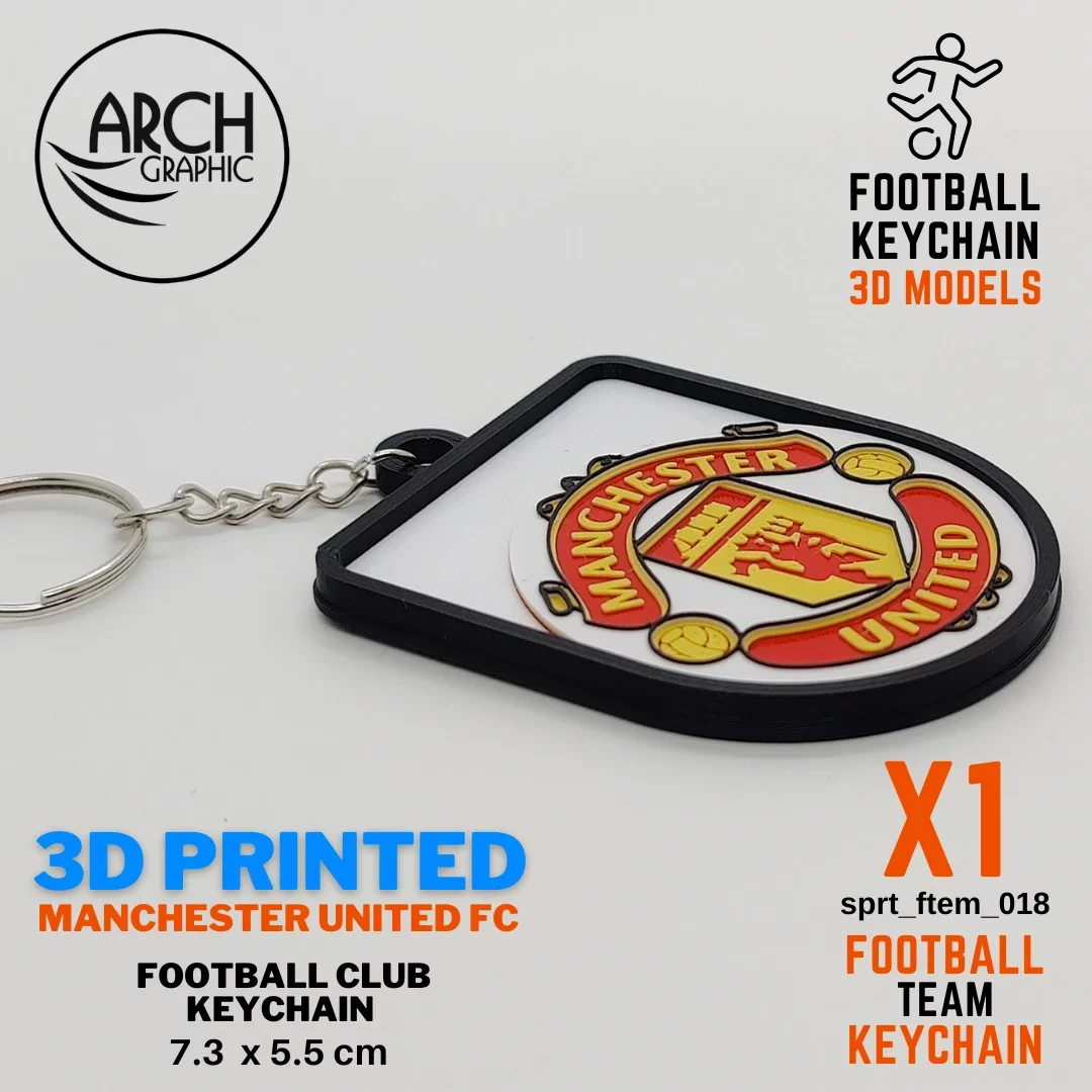 3d printed manchester united fc keychain