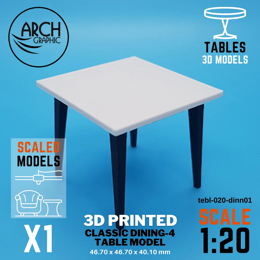 3D printed classic dining table scale 1:20