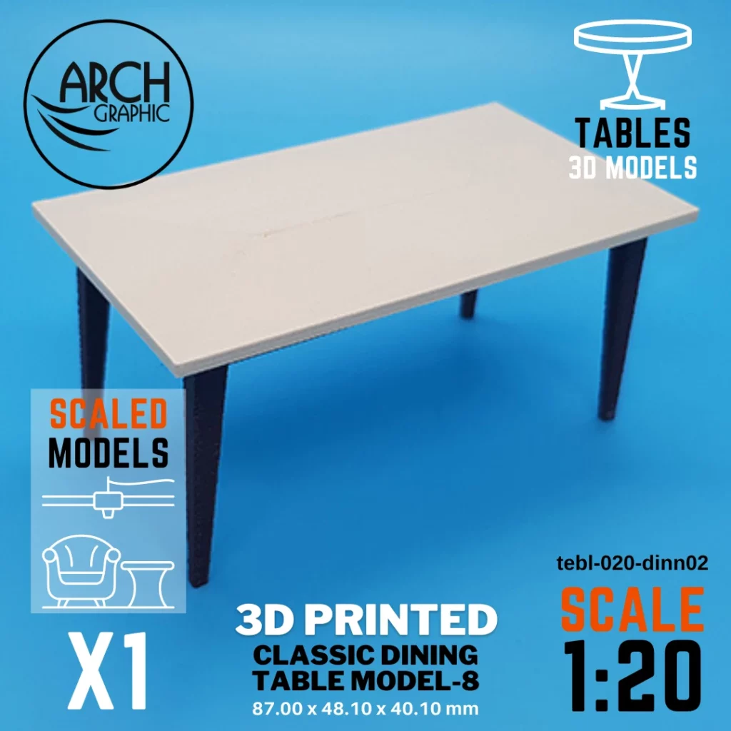 3D printed classic dining table model-8 scale 1:20
