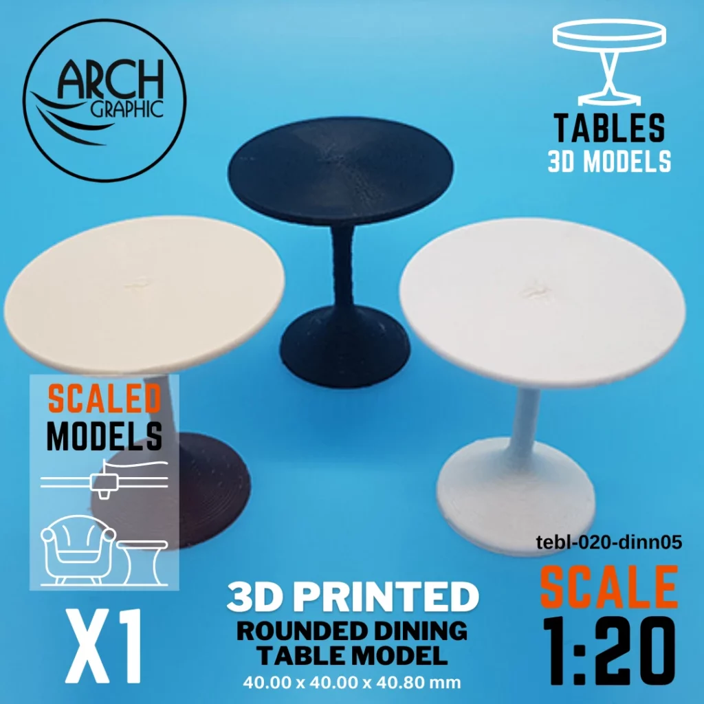 3D printed rounded dining table model scale 1:20