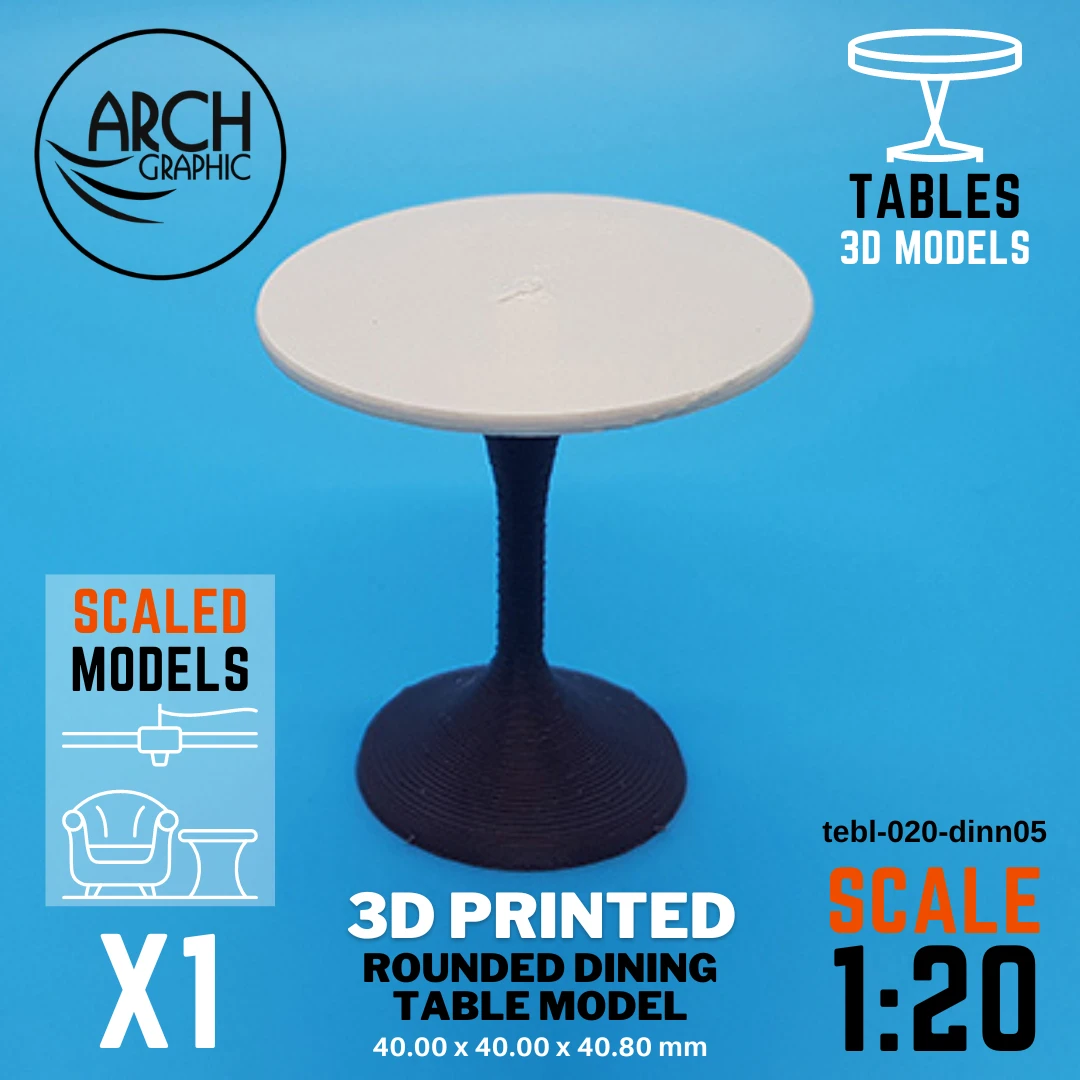 Best Price 3D Printed Rounded Dining Table Model Scale 1:20 in UAE using best 3D Printers in UAE for Interior Designers