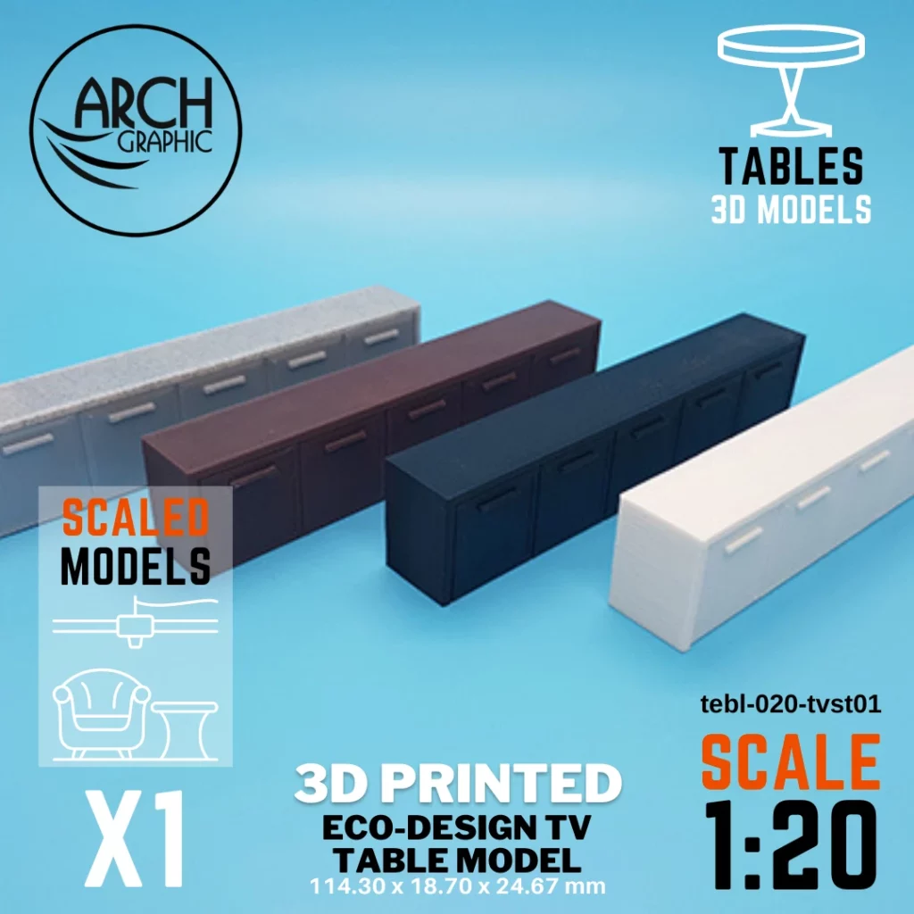 Best 3D Printing Company in UAE Provides Eco-Design TV Table Model Scale 1:20 to use for Interior 3D Projects