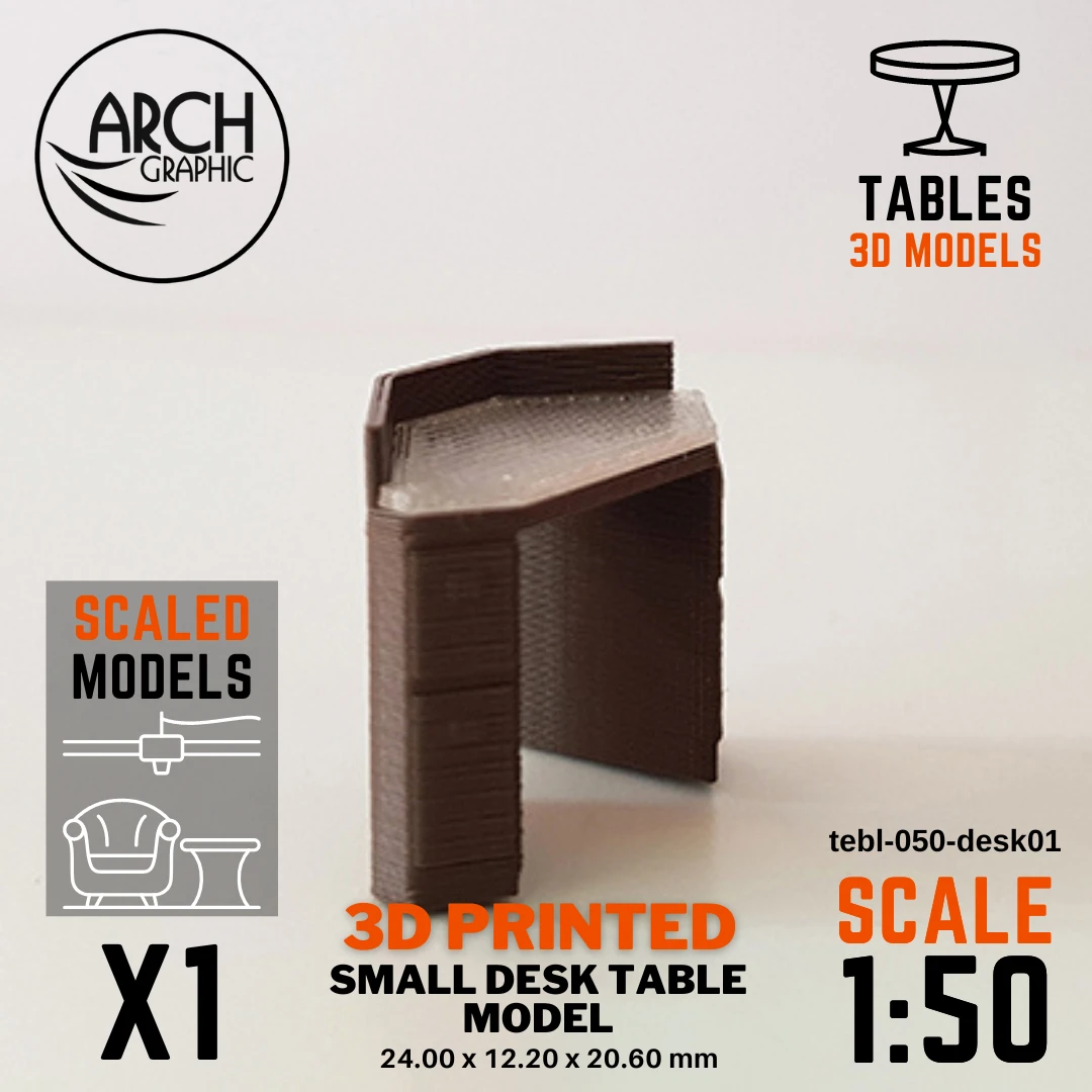 3D printed small desk table model scale 1:50