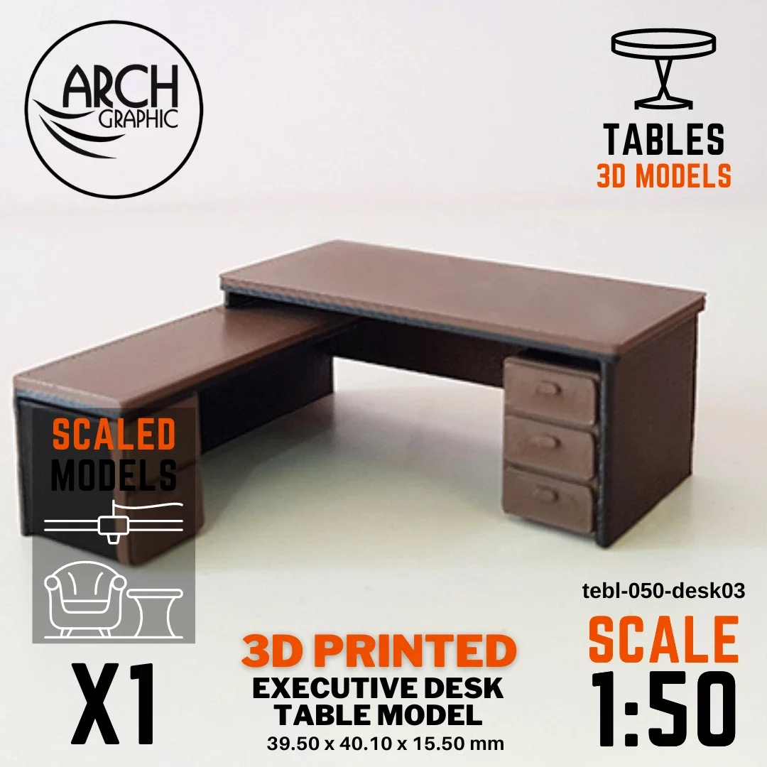 3D printed executive desk table model scale 1:50