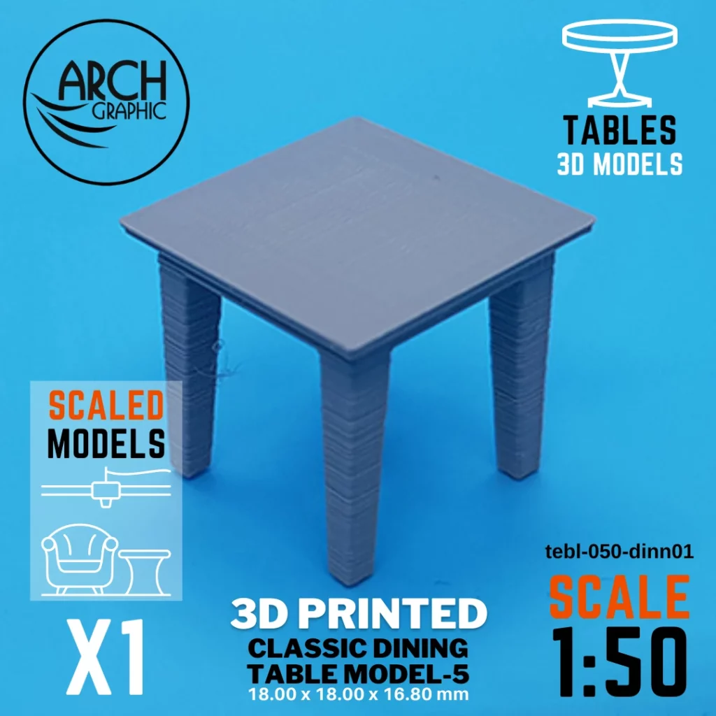 Best 3D Printing Hub in UAE Making Classic dining 5 Table Model Scale 1:50 for Interior students 3D Projects in UAE