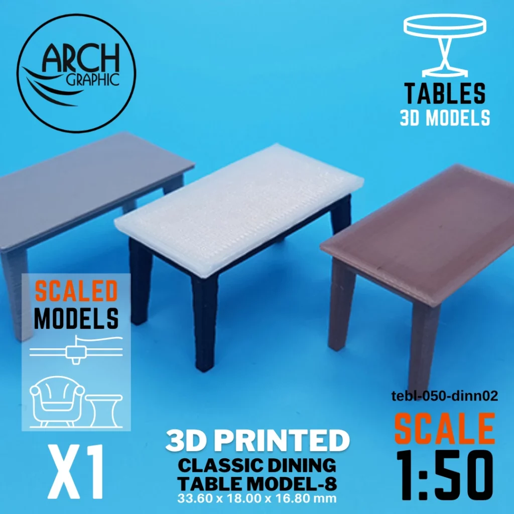 3D printed classic dining table model-8 scale 1:50