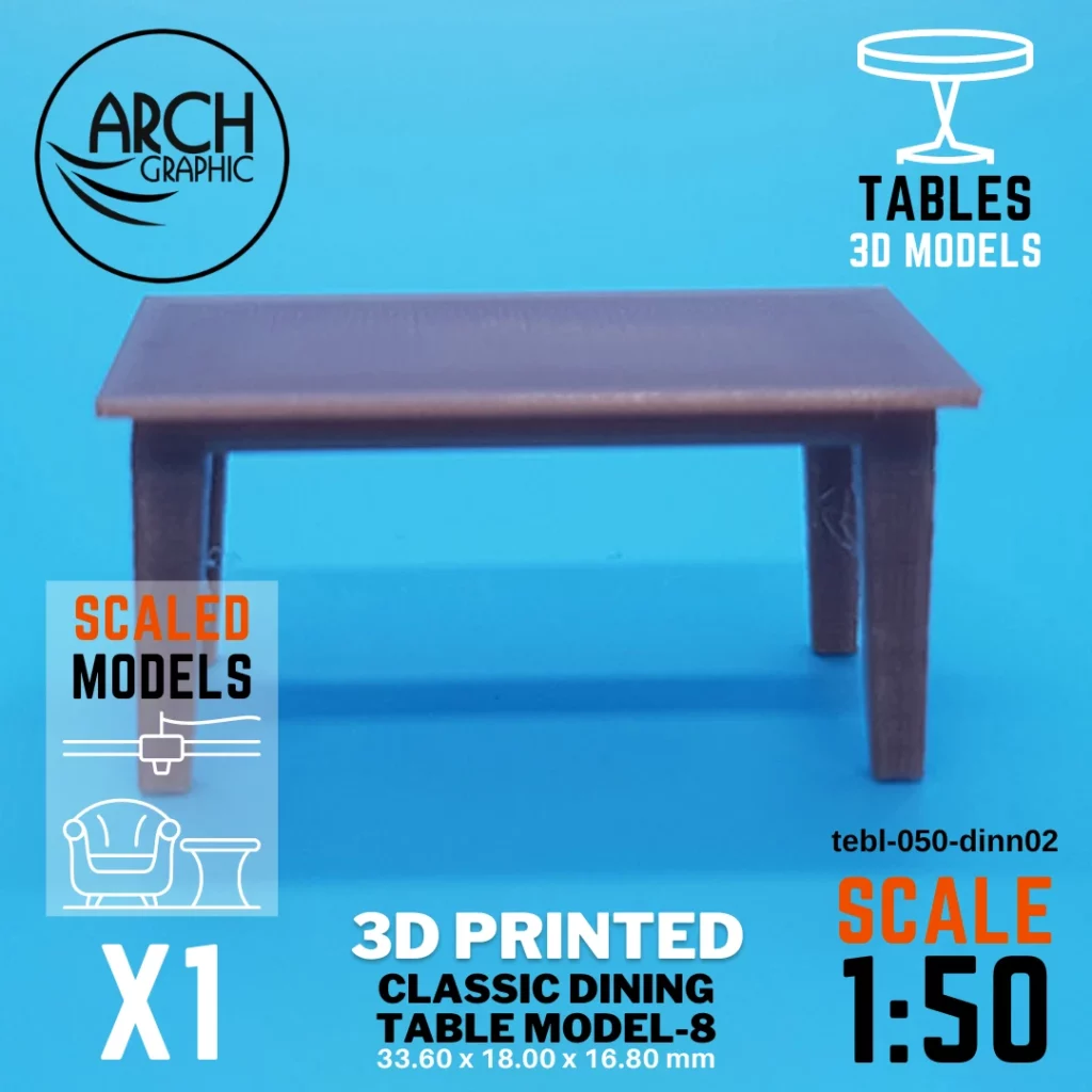 Best 3D Printing Hub in UAE Making Classic dining 8 sets Table Model Scale 1:50 for Interior students 3D Projects in UAE