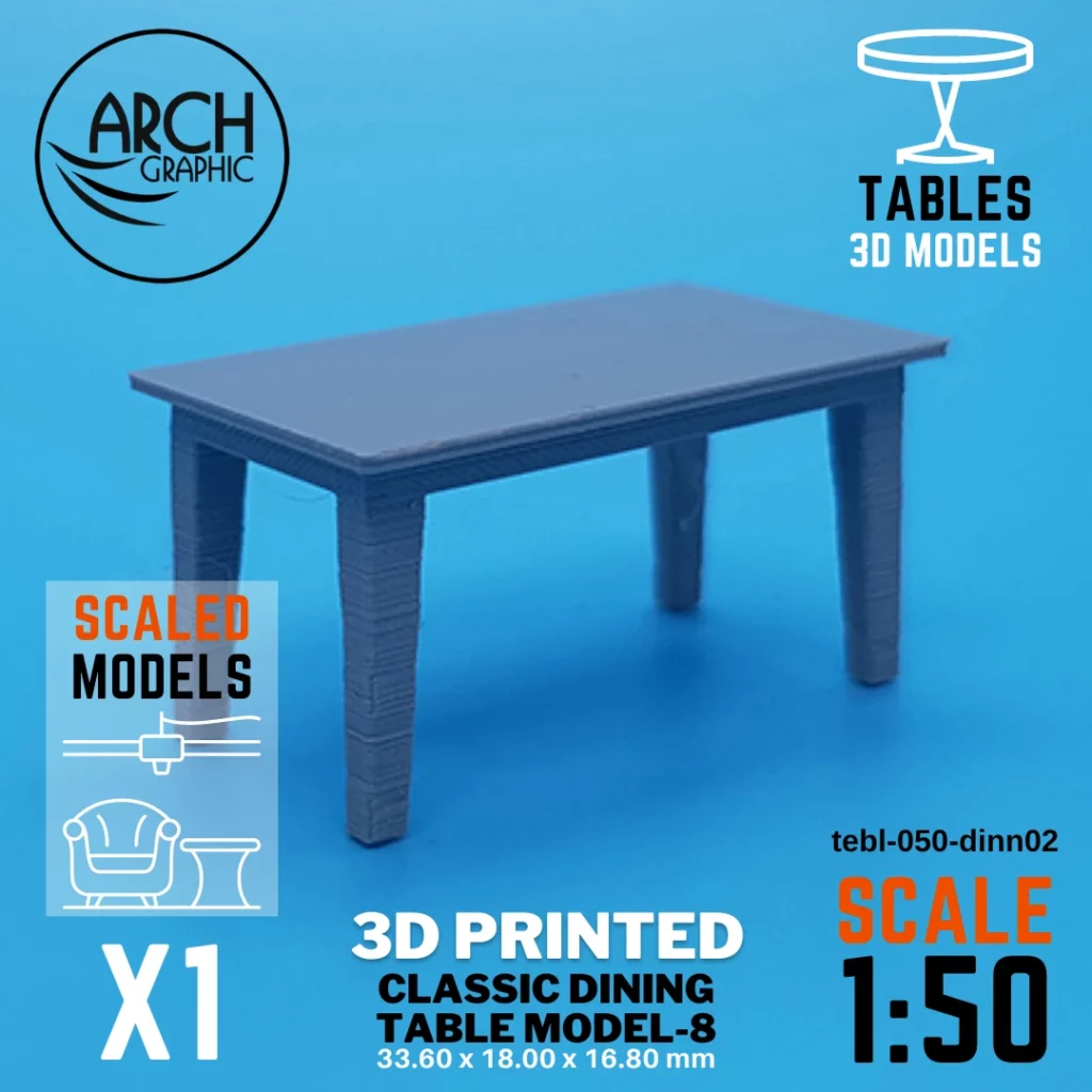 Fast 3D Printing Shop making Classic dining 8 sets Table Model Scale 1:50