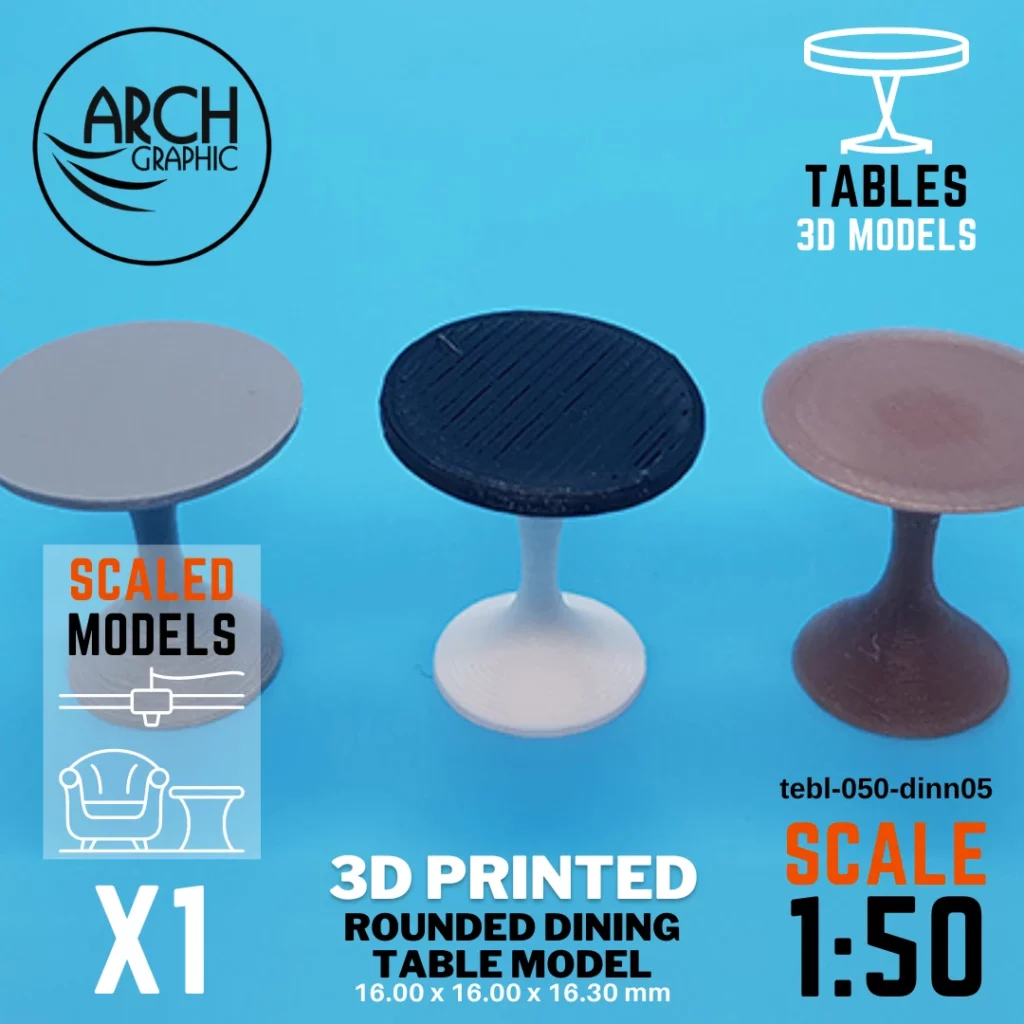 3D printed rounded dining table model scale 1:50