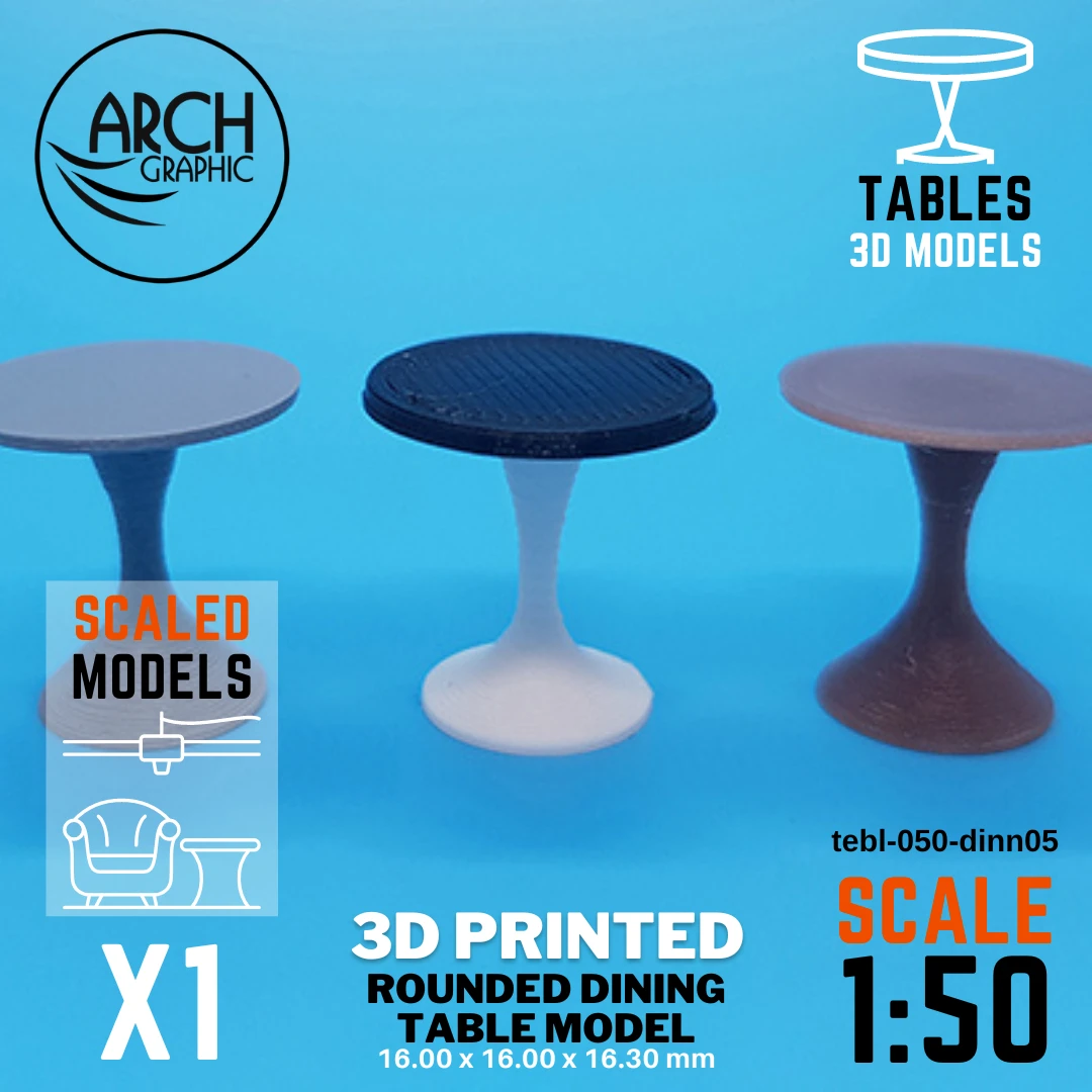 Best 3D Printing Company in UAE Provides Rounded Dining Table Model Scale 1:50 to use for Interior 3D Projects