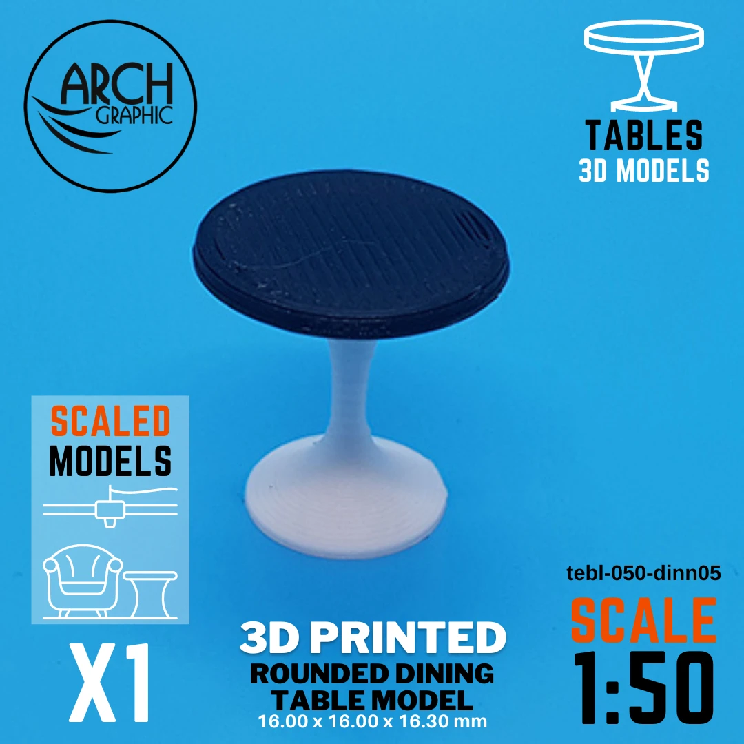 Best Price 3D Printed Rounded Dining Table Model Scale 1:50 in UAE using best 3D Printers in UAE for Interior Designers
