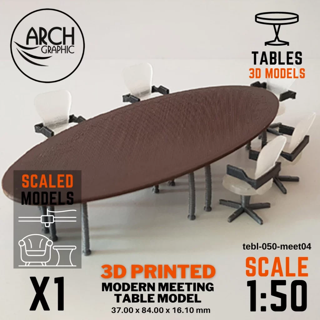 Best Price 3D Printed Modern Meeting Table Model Scale 1:50 in UAE using best 3D Printers in UAE for Interior Designers