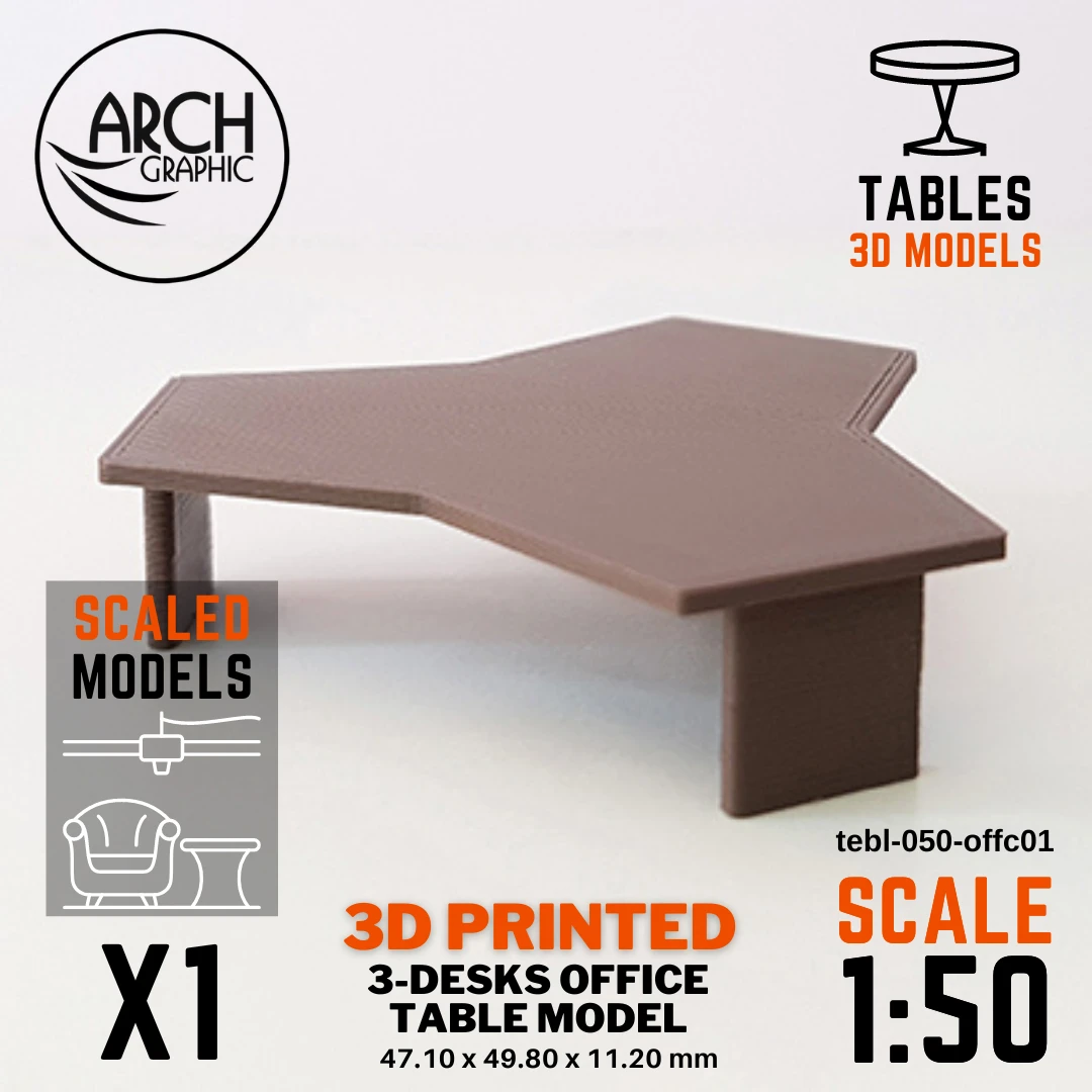 Best Price 3D Printed 3 Desks Combo Office Table Model Scale 1:50 in UAE using best 3D Printers in UAE for Interior Designers
