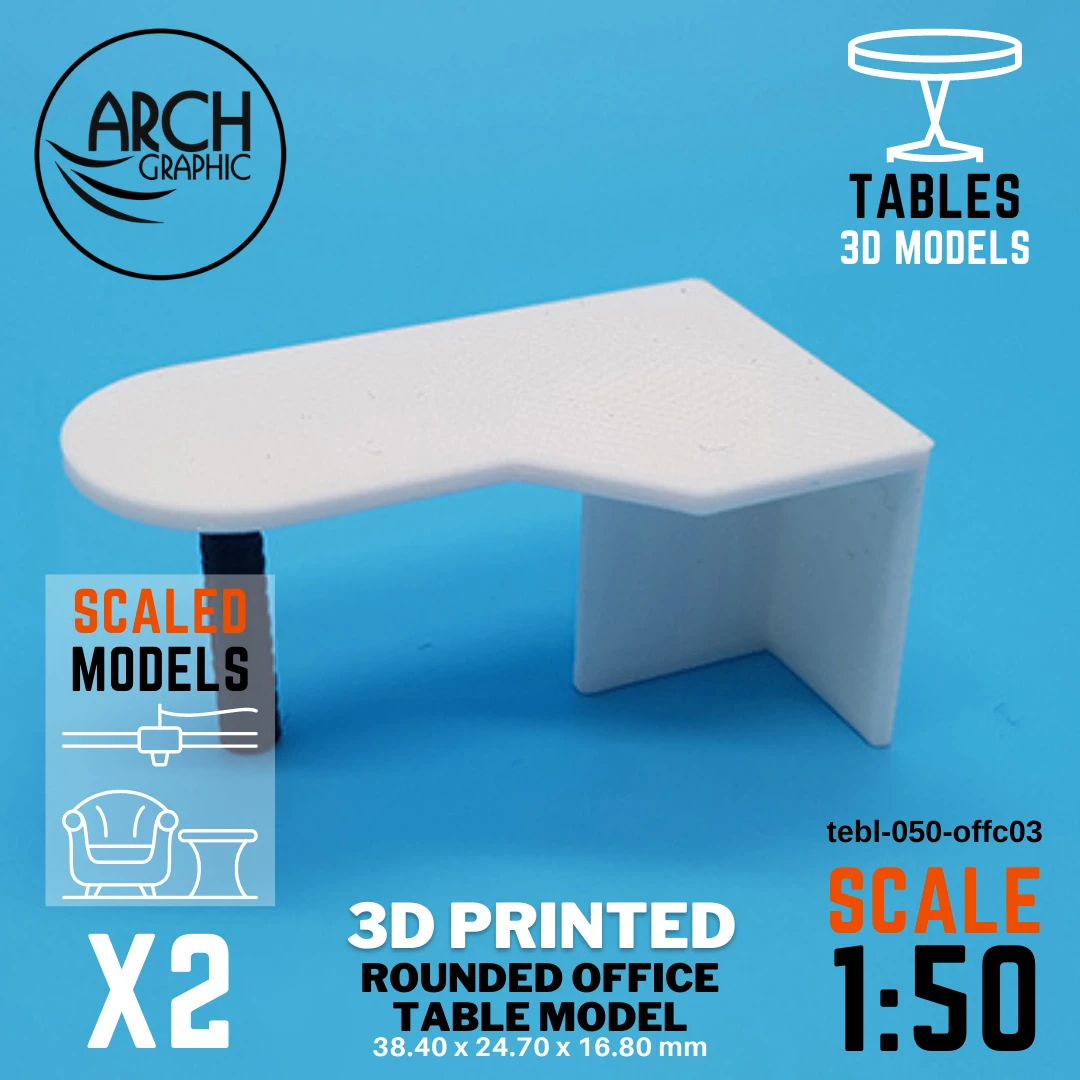 Best Price 3D Printed Rounded Office Desk Table Model Scale 1:50 in UAE using best 3D Printers in UAE for Interior Designers