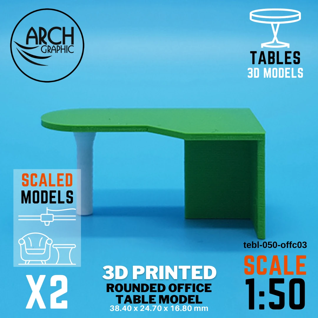 Fast 3D Printing Shop making Rounded Office Desk Table Model Scale 1:50