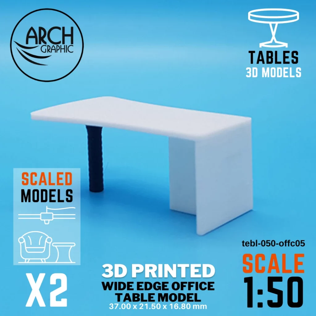 3D printed wide edge office table model scale 1:50