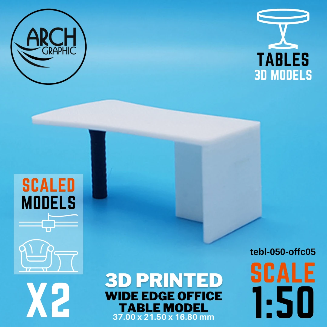 3D printed wide edge office table model scale 1:50