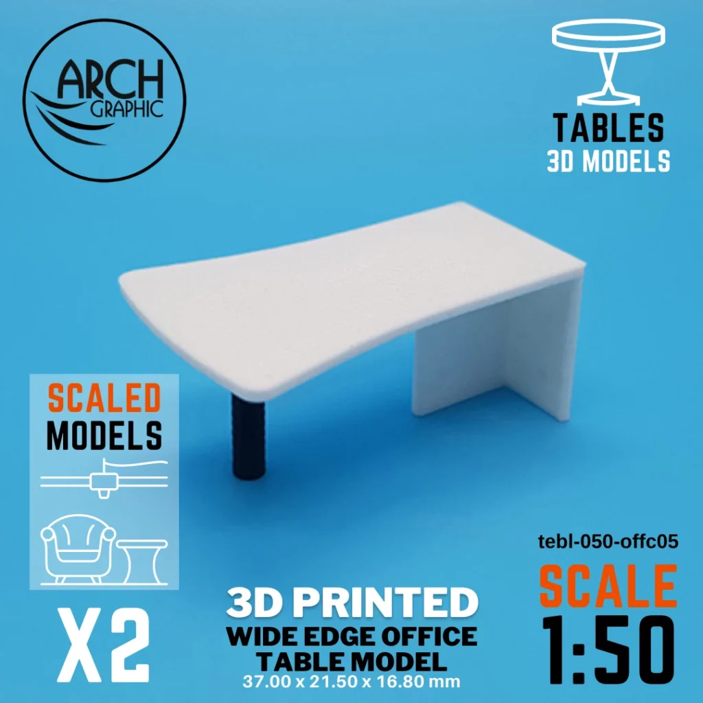 Best Price 3D Printed Wide Edge Office Table Model Scale 1:50 in UAE using best 3D Printers in UAE for Interior Designers