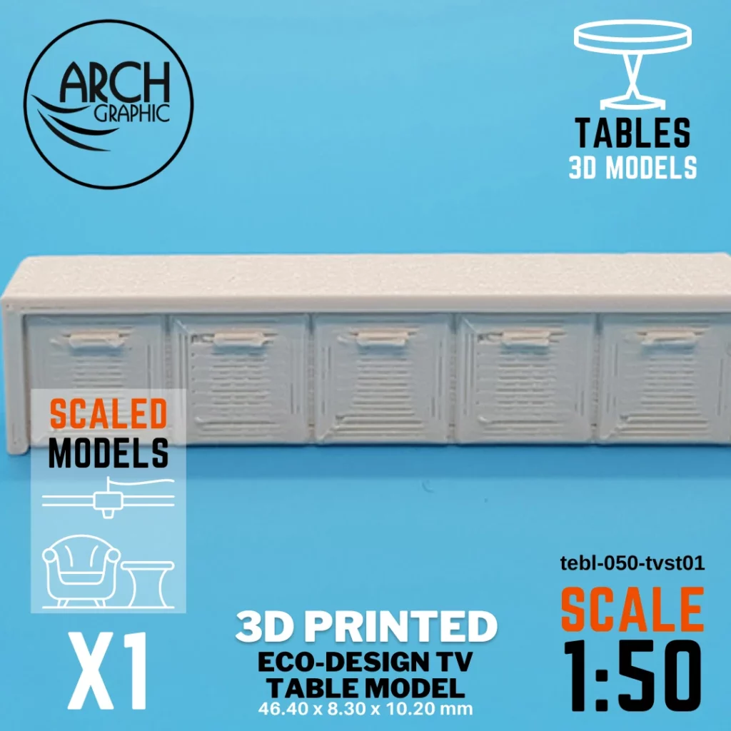 Best 3D Printing Company in UAE Provides Eco-Design TV Table Model Scale 1:50 to use for Interior 3D Projects