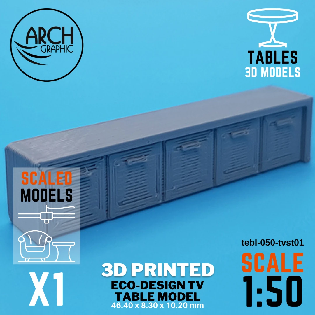 Best Price 3D Printed Eco-Design TV Table Model Scale 1:50 in UAE using best 3D Printers in UAE for Interior Designers