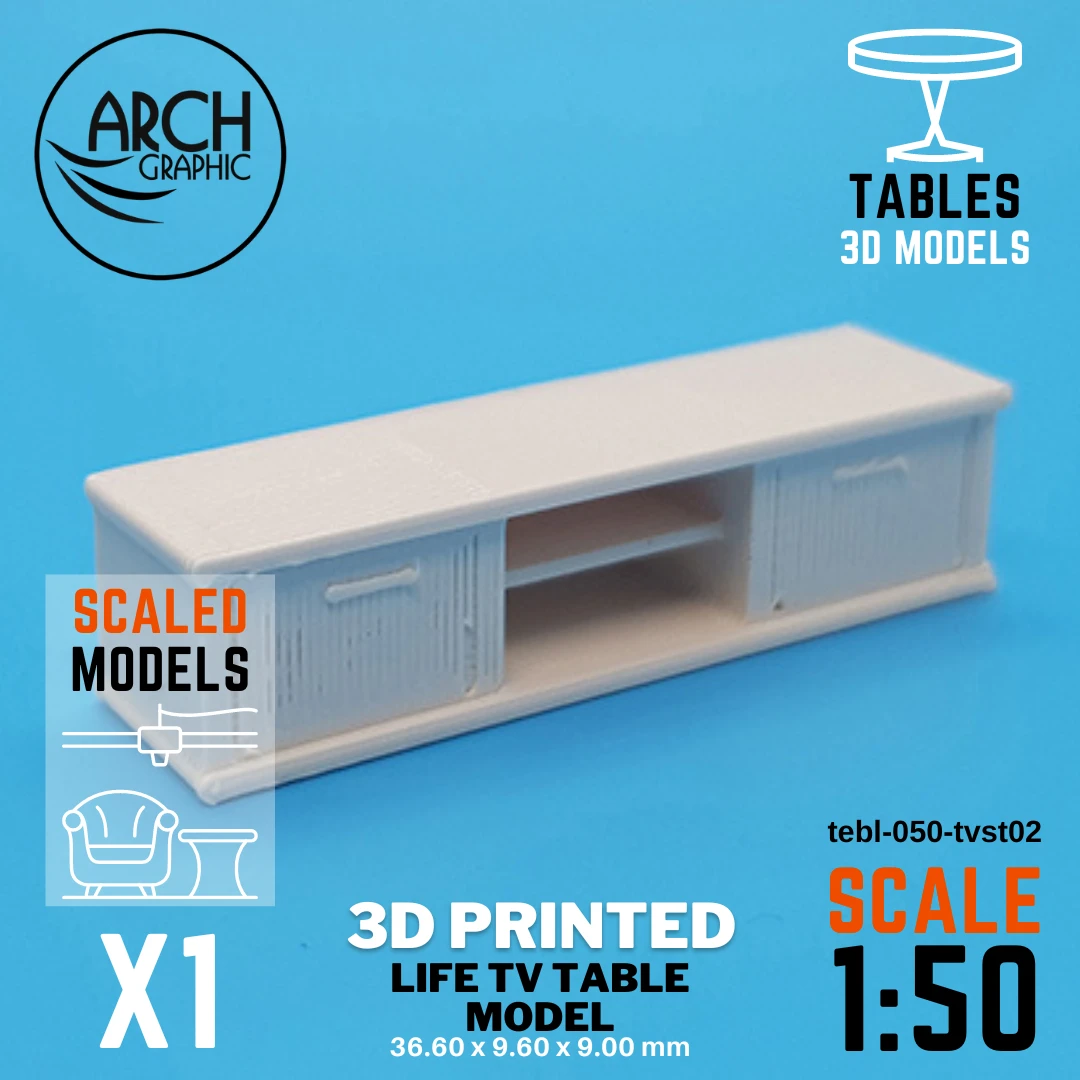 Best Price 3D Printed Life TV Table Model Scale 1:50 in UAE using best 3D Printers in UAE for Interior Designers