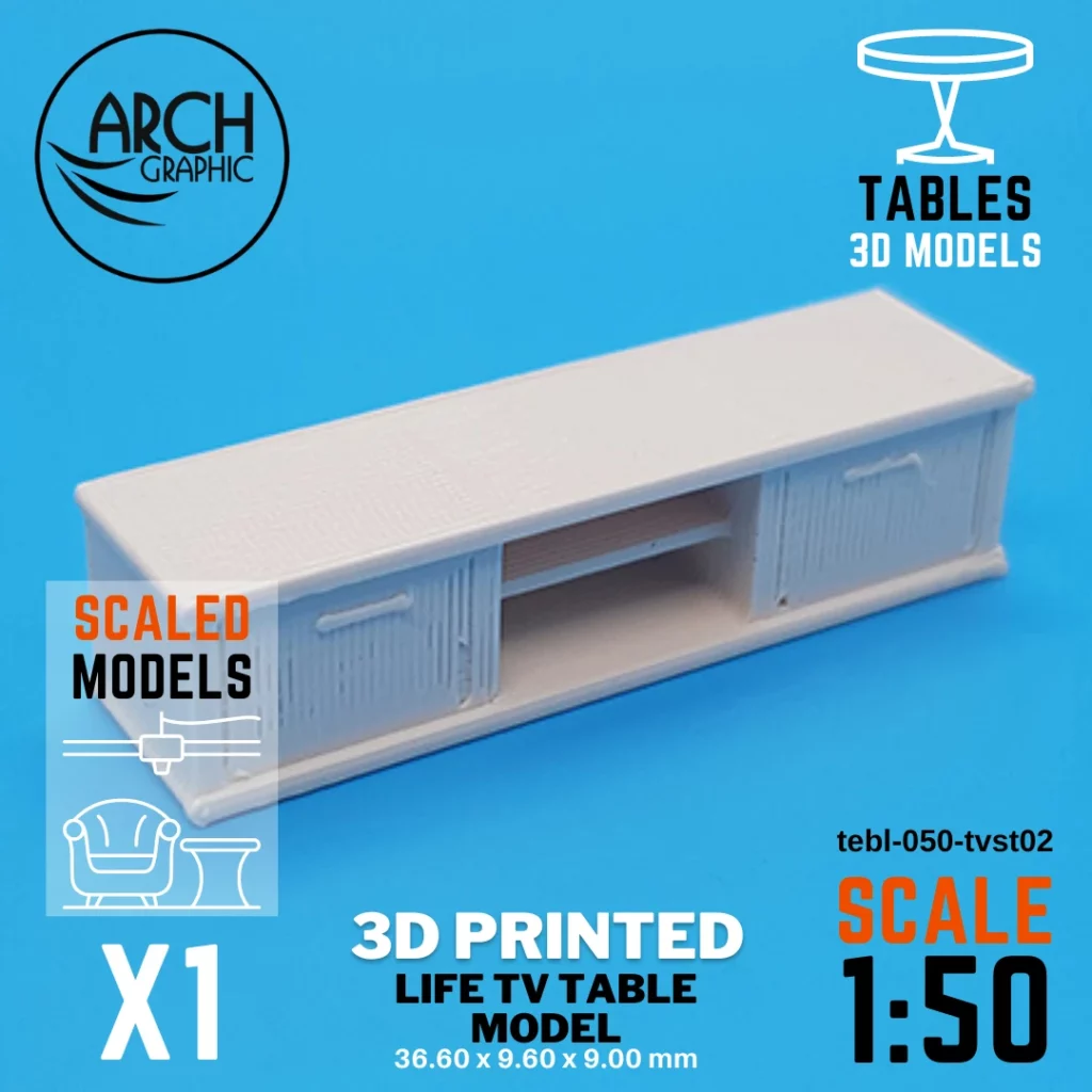 Best 3D Printing Hub in UAE Making Life TV Table Model Scale 1:50 for Interior students 3D Projects in UAE
