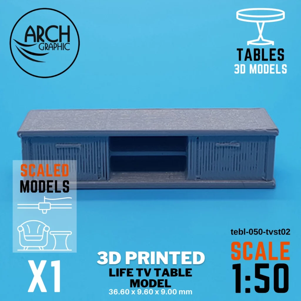Best 3D Printing Company in UAE Provides Life TV Table Model Scale 1:50 to use for Interior 3D Projects