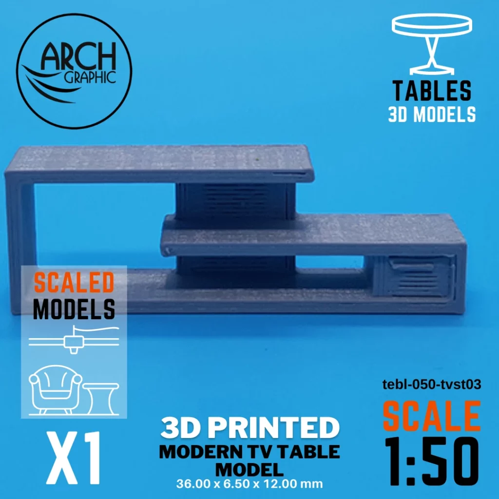 Best 3D Printing Company in UAE Provides Modern TV Table Model Scale 1:50 to use for Interior 3D Projects