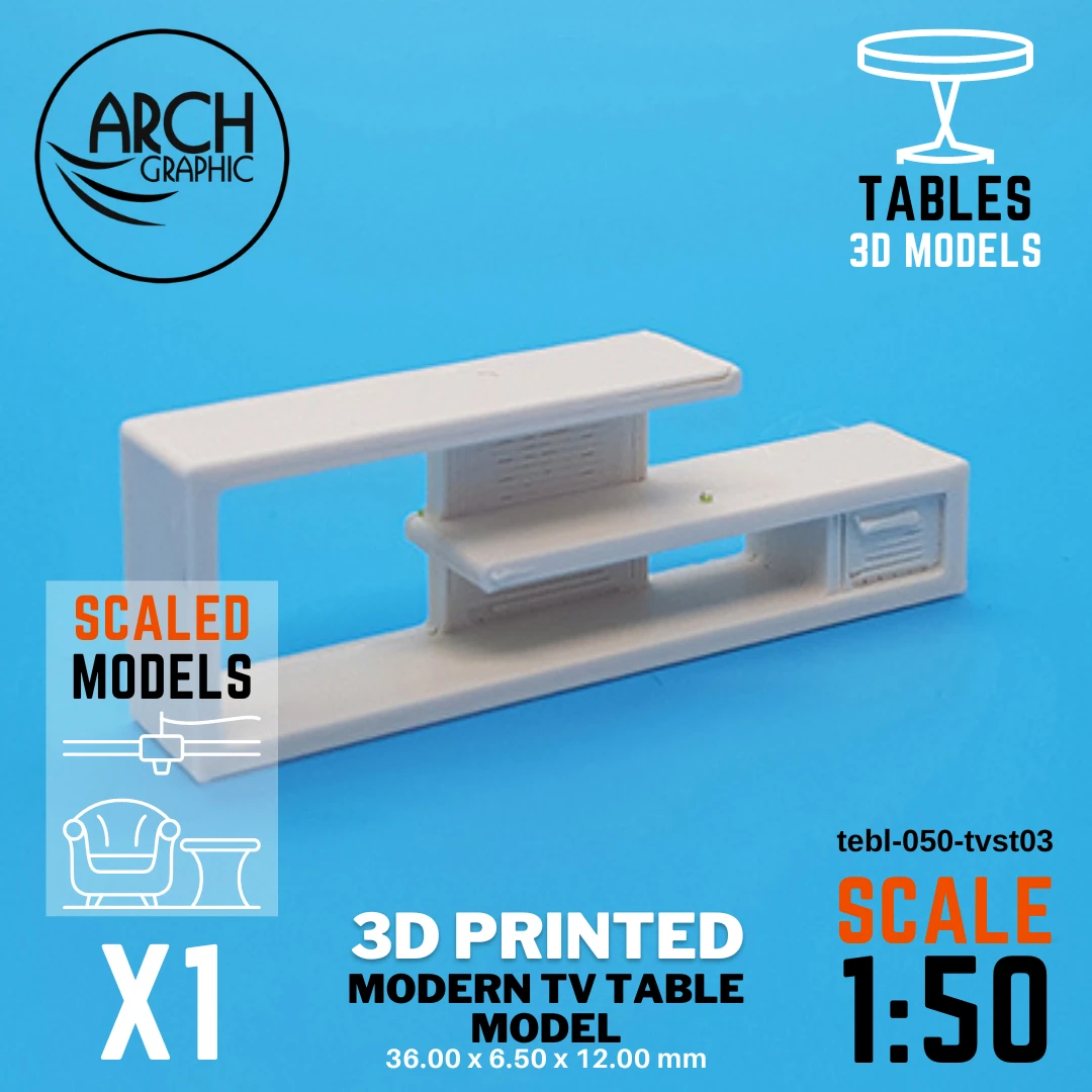 Best Price 3D Printed Modern TV Table Model Scale 1:50 in UAE using best 3D Printers in UAE for Interior Designers