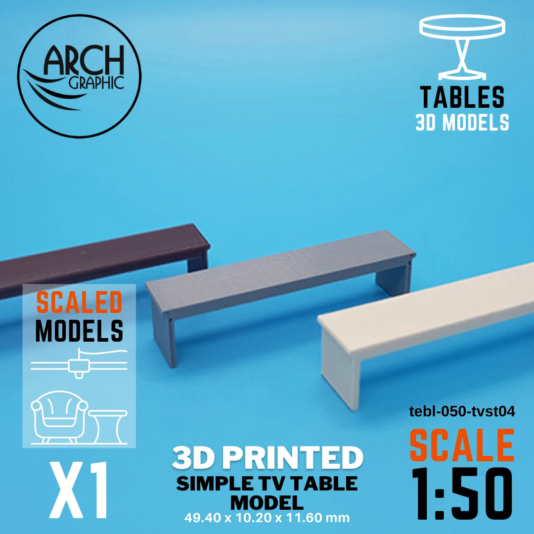 3D printed simple tv table model scale 1:50