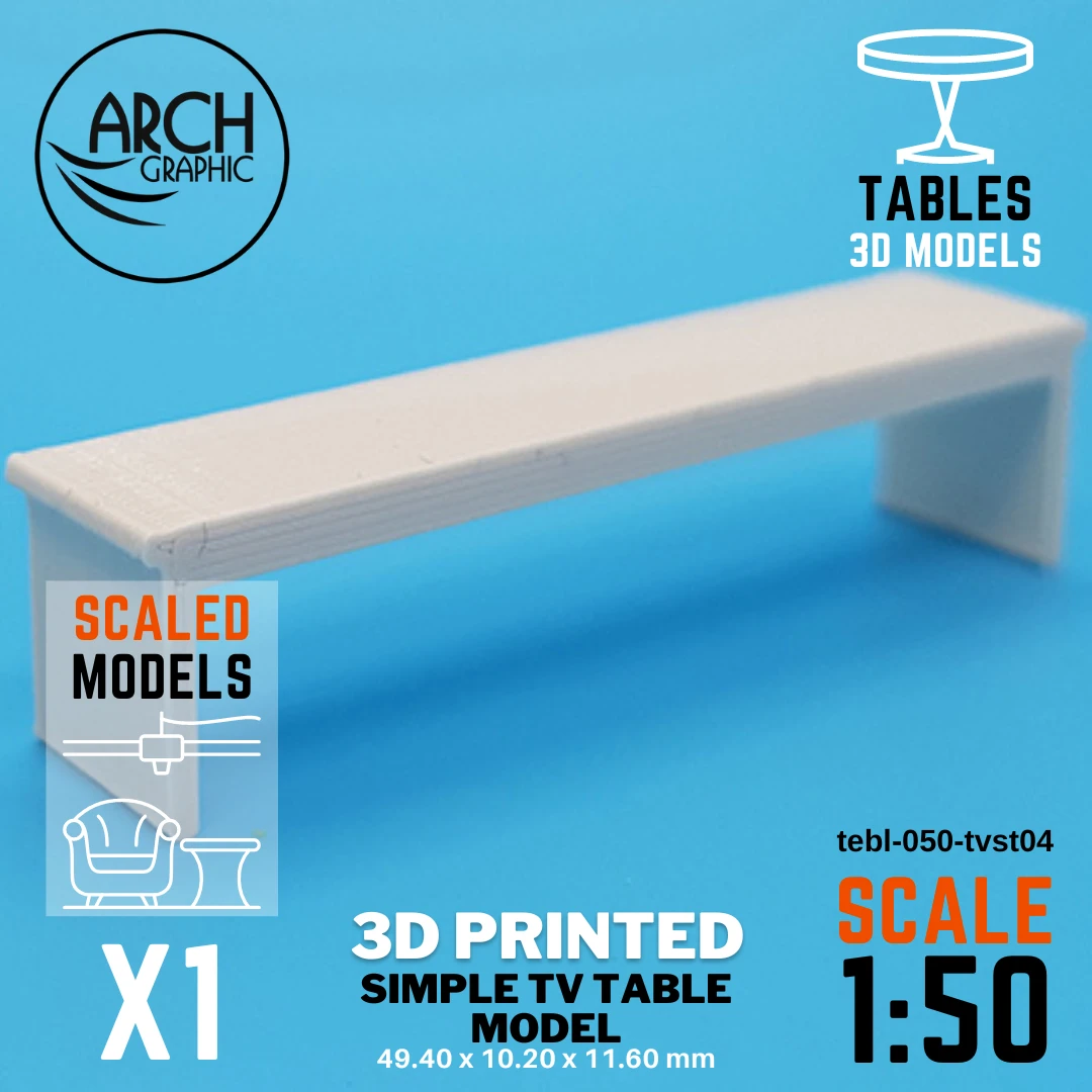 Best Price 3D Printed Simple TV Table Model Scale 1:50 in UAE using best 3D Printers in UAE for Interior Designers