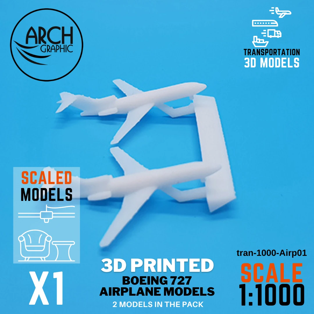 Fast 3D Printing Shop in UAE making 3D Printed Boeing 727 Airplane Models in Scale 1:1000 in UAE for Best 3D Projects in UAE