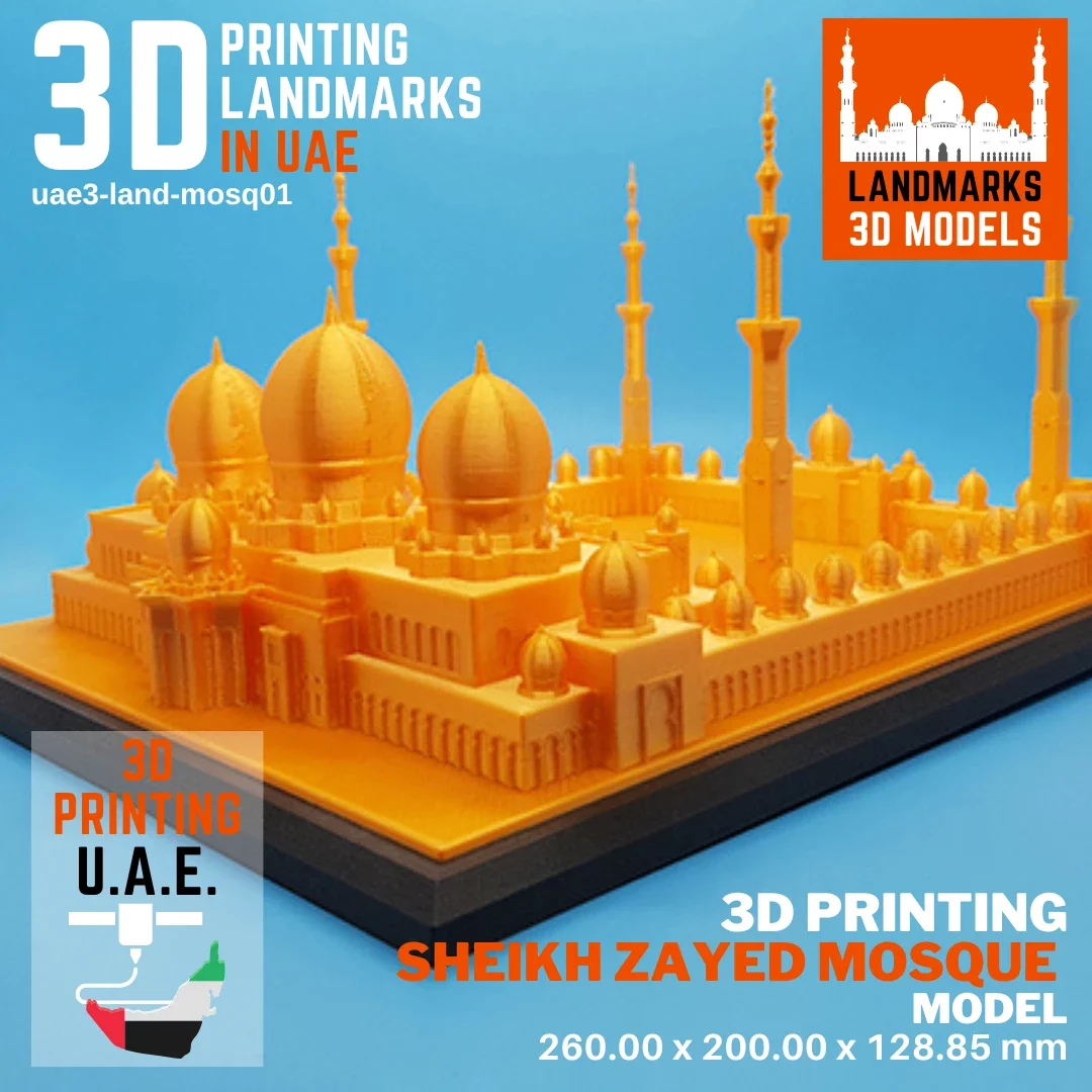 3d print sheikh Zayed gold color mosque in UAE