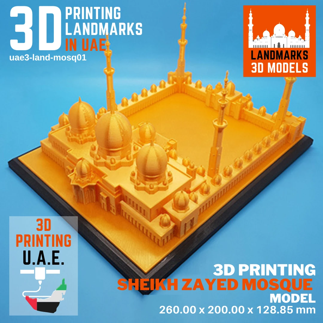 3d print sheikh Zayed gold color mosque in Abu Dhabi