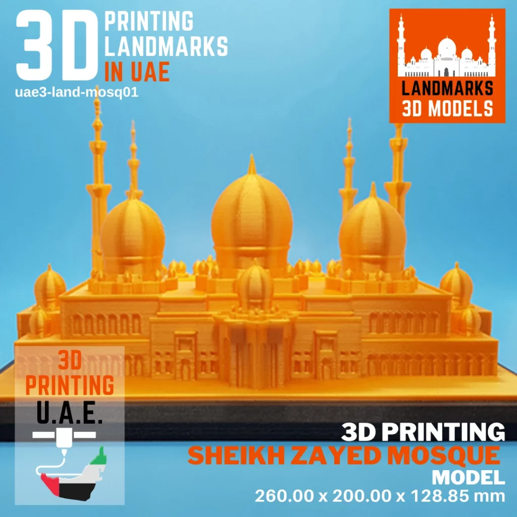 3d printing sheikh Zayed gold color mosque in Abu Dhabi