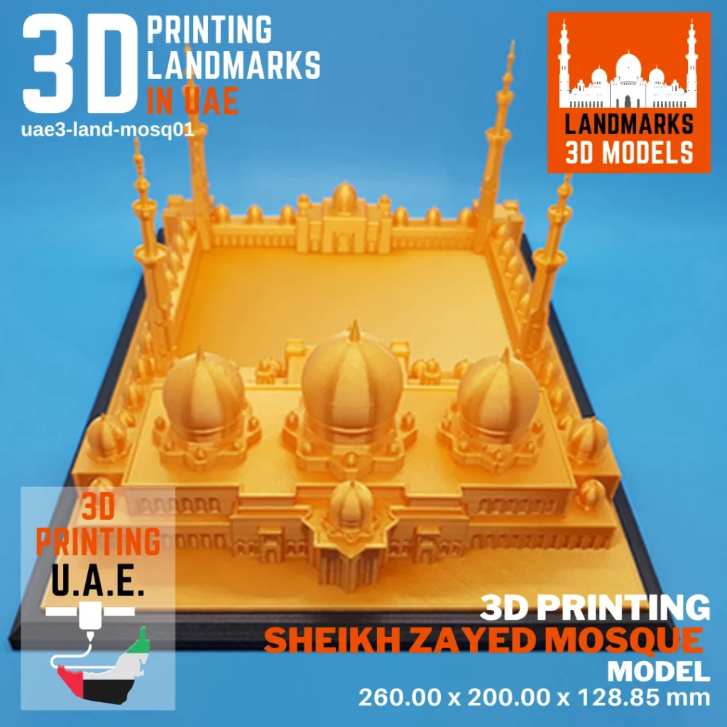 3d printing sheikh Zayed gold color mosque in UAE