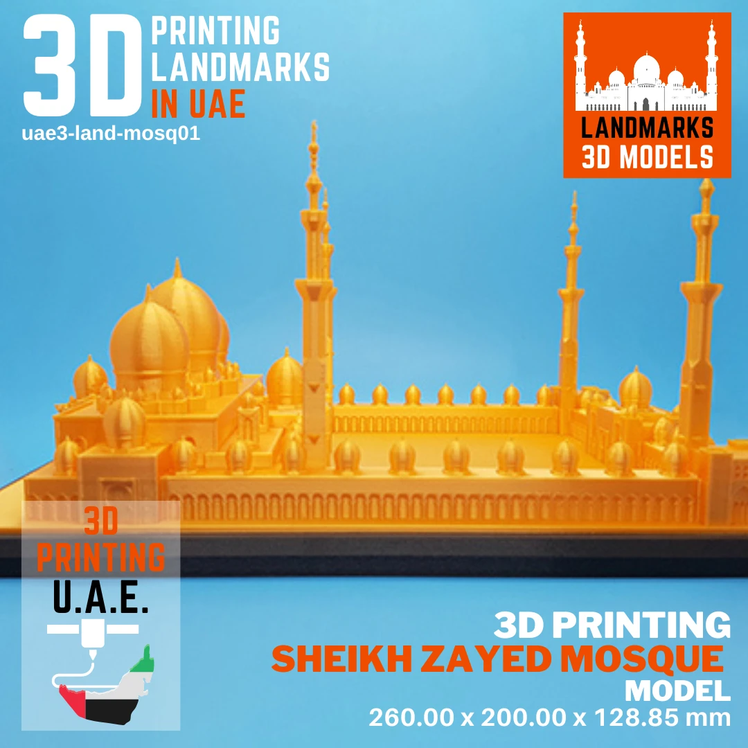 3d printing sheikh Zayed gold color mosque