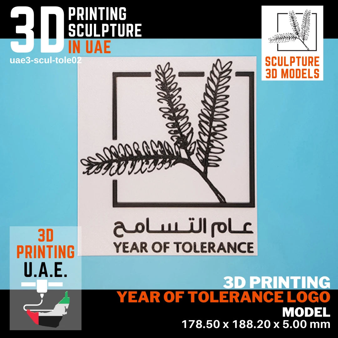 Fast 3D Printing Service UAE for 3D Printing of 3D Printing Year Of Tolerance Logo Model with a Best 3D Printing Price in UAE