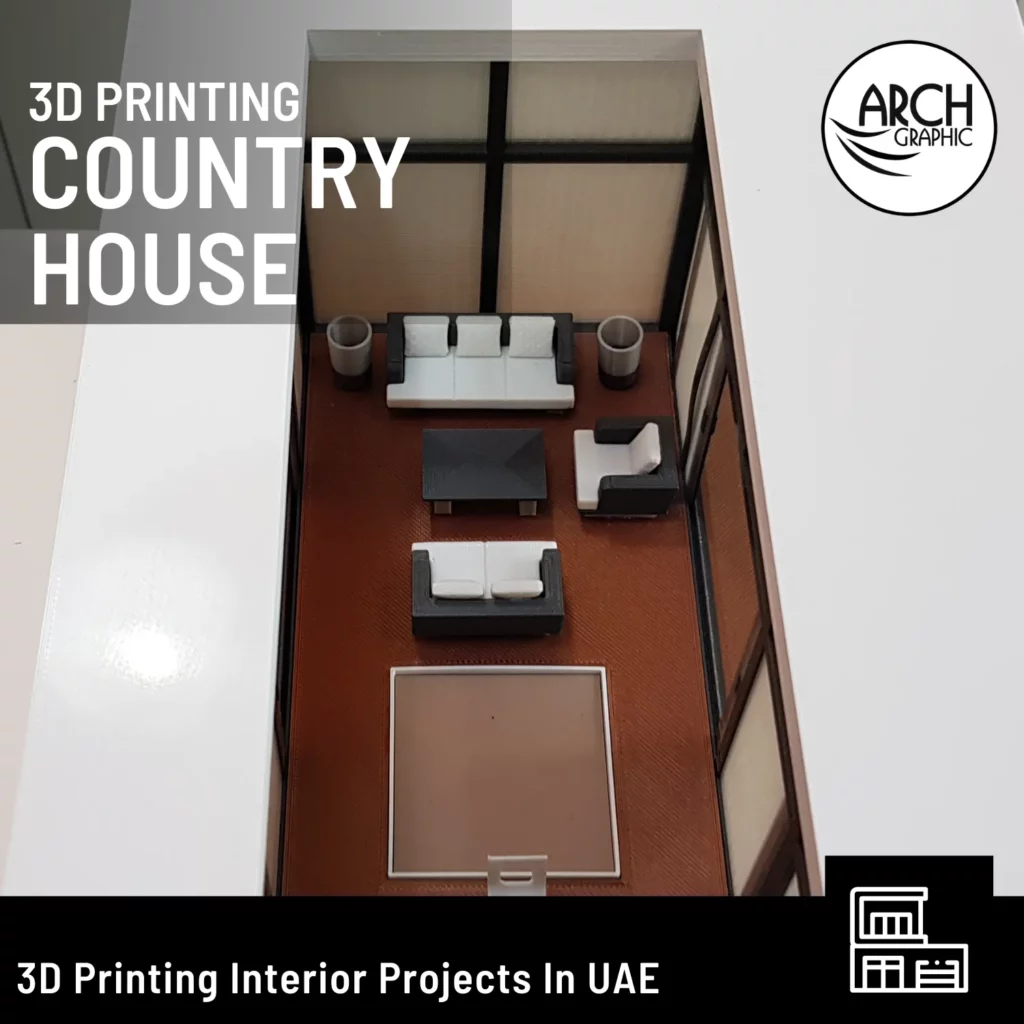 3d printed country house interior model in UAE