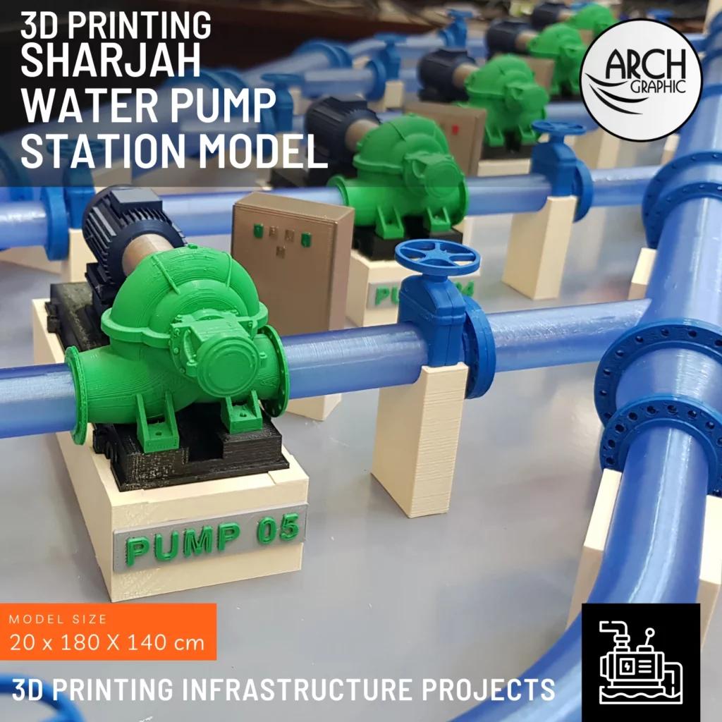 3d printing sharjah water pump station model in Sharjah